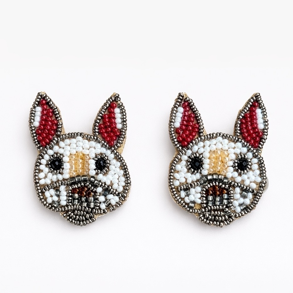 ⚜️ Beaded Dog Face Earrings